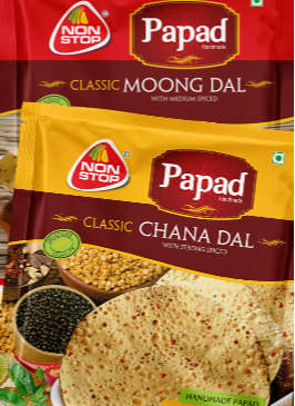 Creative papad packet design showcasing crispness and flavor | nonstop papad
