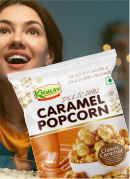 Creative popcorn packet design highlighting crunch and flavor | kishlay popcorn