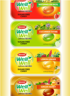 Creative candy packet design highlighting flavors and playful branding | mahak candy