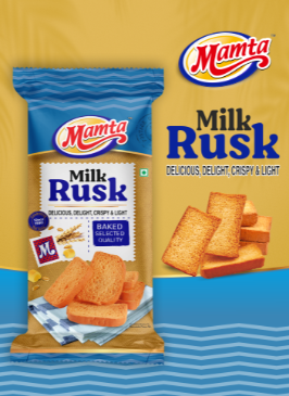 Creative milk rusk packet design highlighting freshness and taste | mamta rusk
