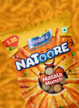 Creative masala stick snack packet design highlighting crunch and flavor | shyam-G